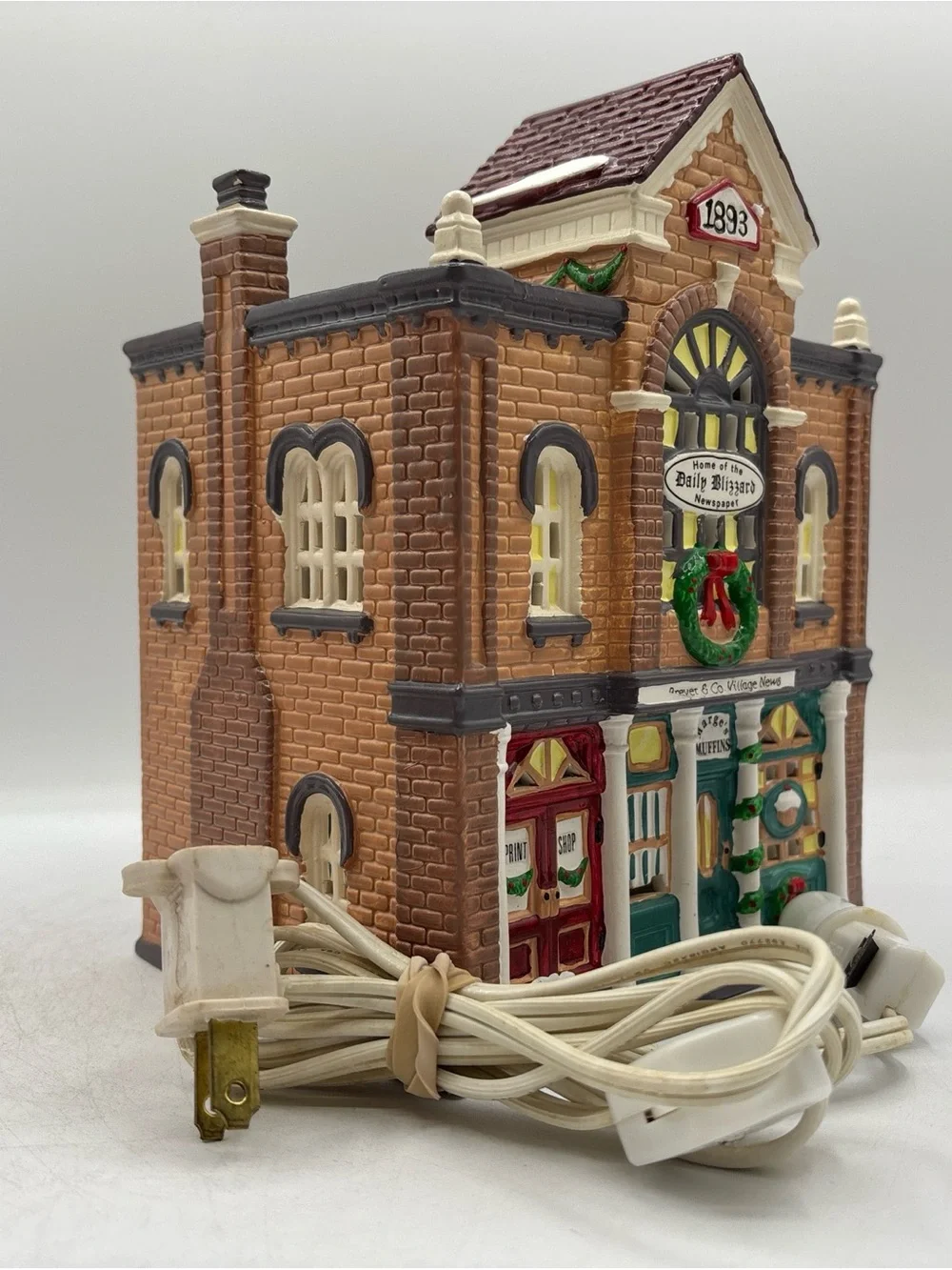 Department 56 1992 Vintage Original Snow Village Print Shop & Village News 54259